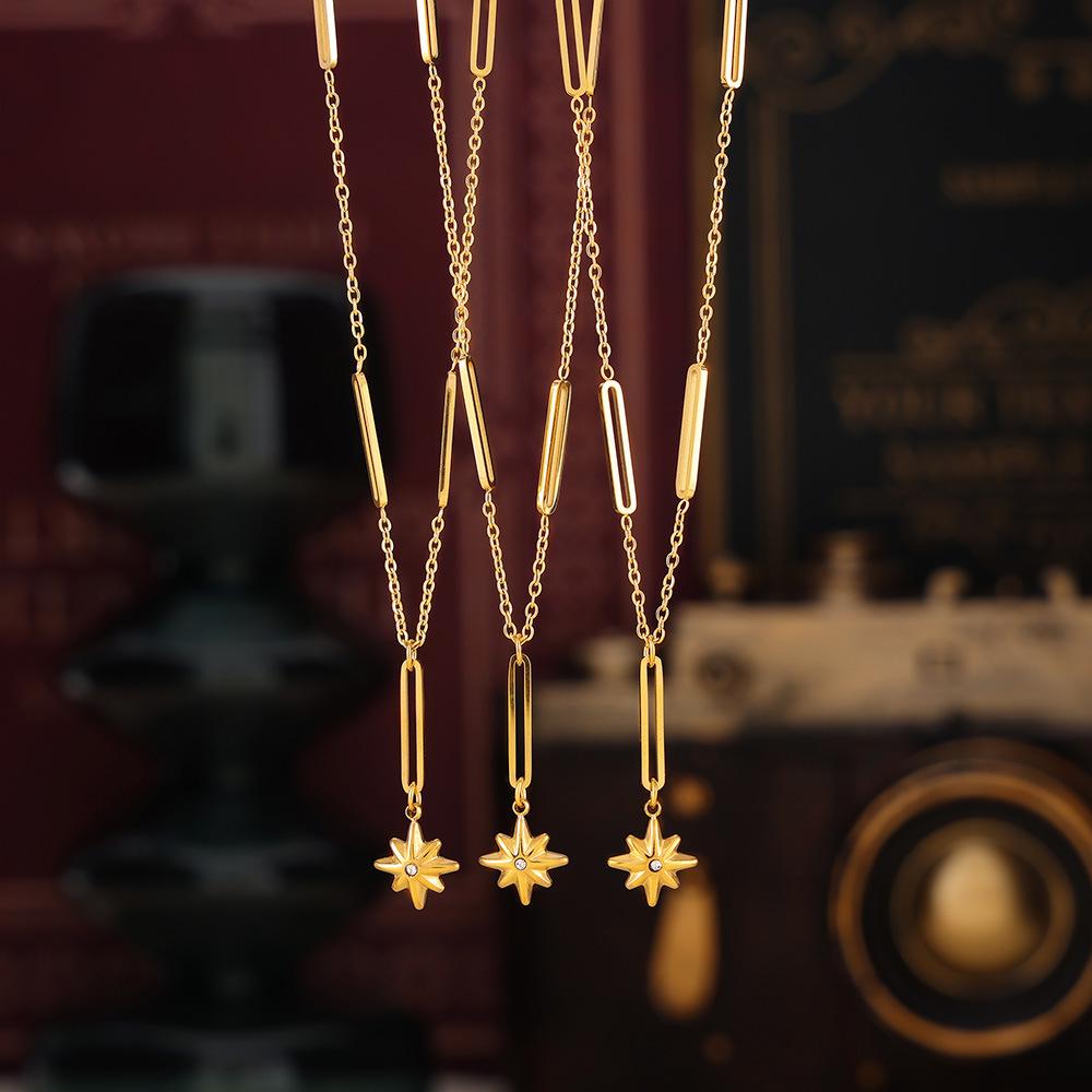 Exquisite Six-Pointed Star Tassel Necklace – Versatile Titanium Steel, Fade-Resistant