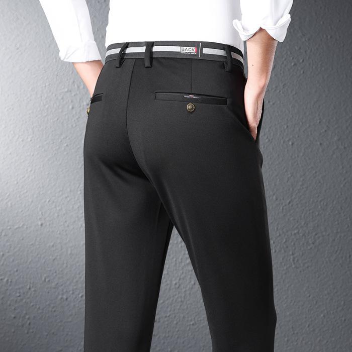 2024 Summer Thin Men'S Casual Pants Straight Leg Loose Western Pants Ice Silk Elastic Drop Business Long Pants