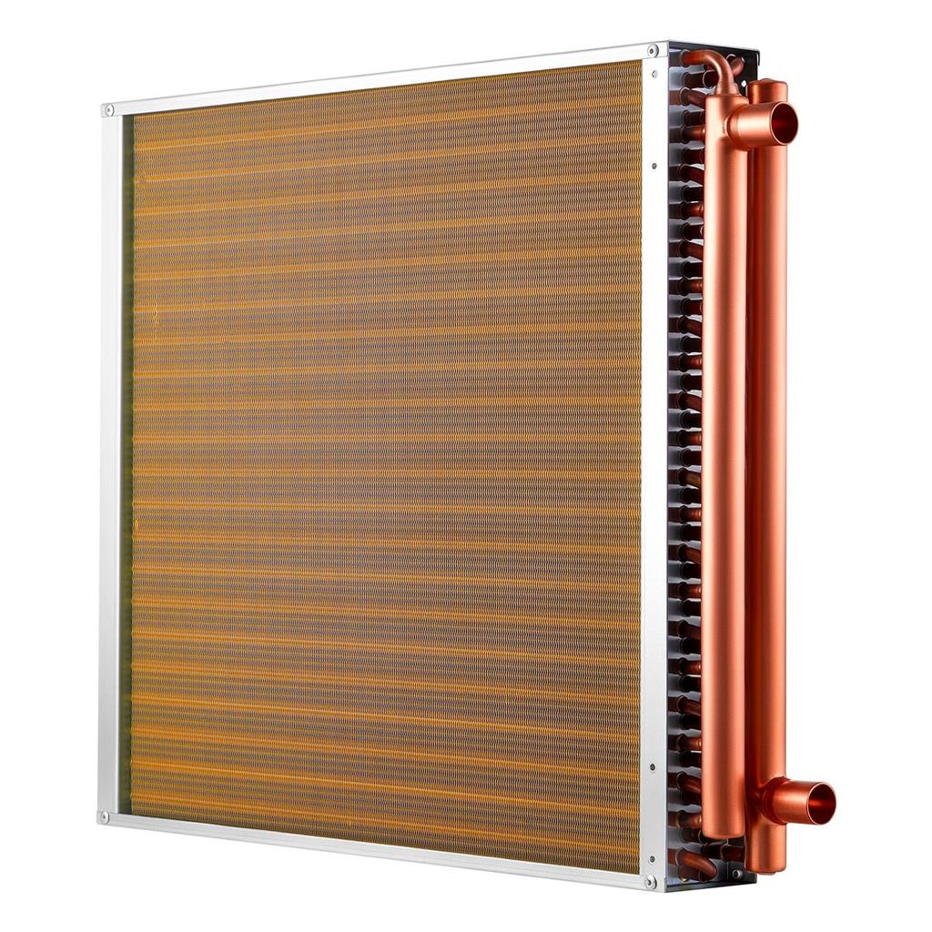 Water To Air Heat Exchanger, 559 X 559 Mm Finned Tube HVAC Heat Exchanger Coil with Copper Tubes & Aluminum Fins, 190K BTU Output for Outdoor Wood
