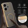 Phone Case For Xiaomi Redmi 13 4G/5G/Note 13R 5G/Poco M6 4G/M6 Plus 5G Carbon Fiber Textured Electroplated TPU Back Cover