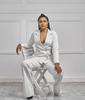 Special Offer: White Trousers & Long Sleeve Fashionable Goddess-Style Casual Professional Suit Set