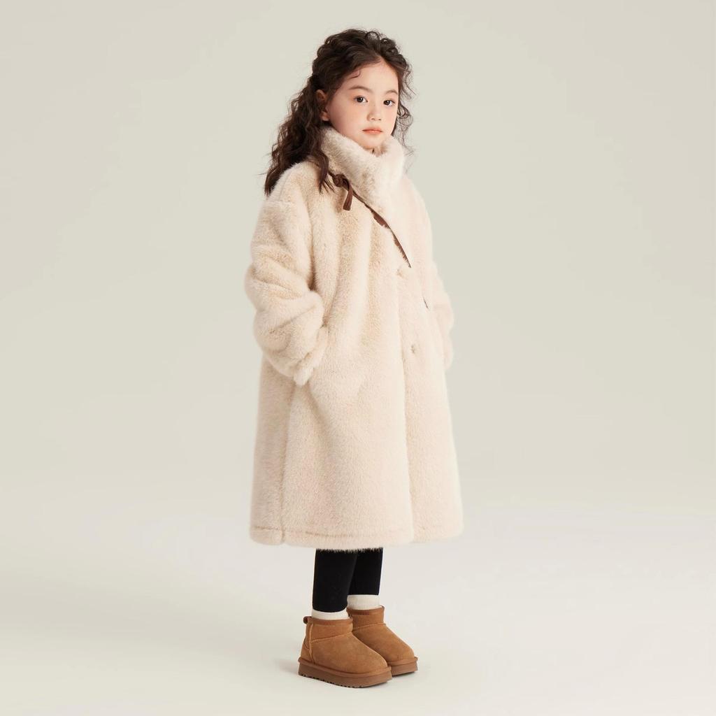 2024 New Girls’ Winter Clothes Thickened Faux Mink Coat Copy Fur Coat Woolen Jacket