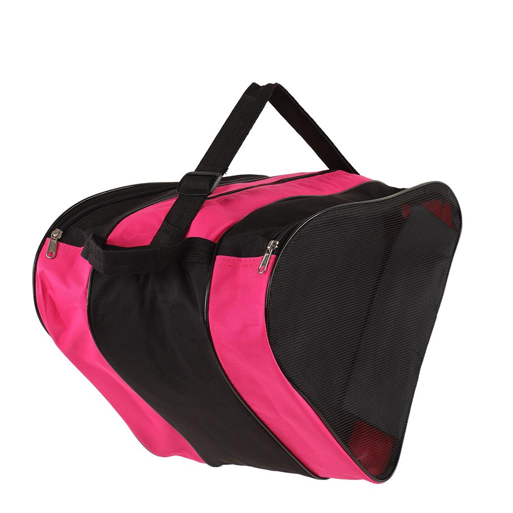 Skates Bag Thickened 3 Layers Triangle Waterproof Roller Skates Bag with Adjustable Strap for Outdoors Pink