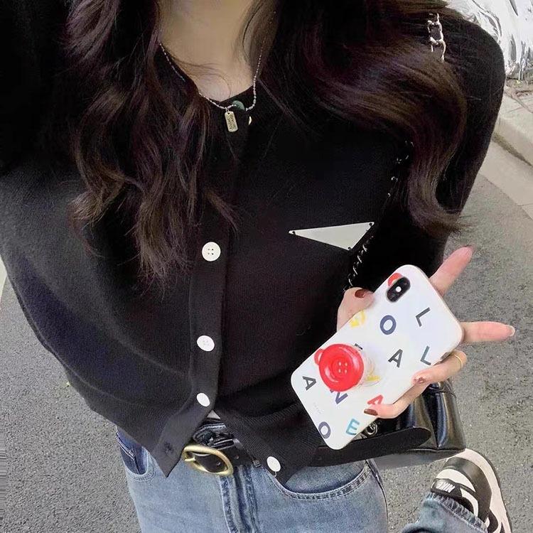 

Осенний женский вязаный кардиган, повседневный короткий свитер-пальто, круглый вырез, длинный рукав 3XL чёрный