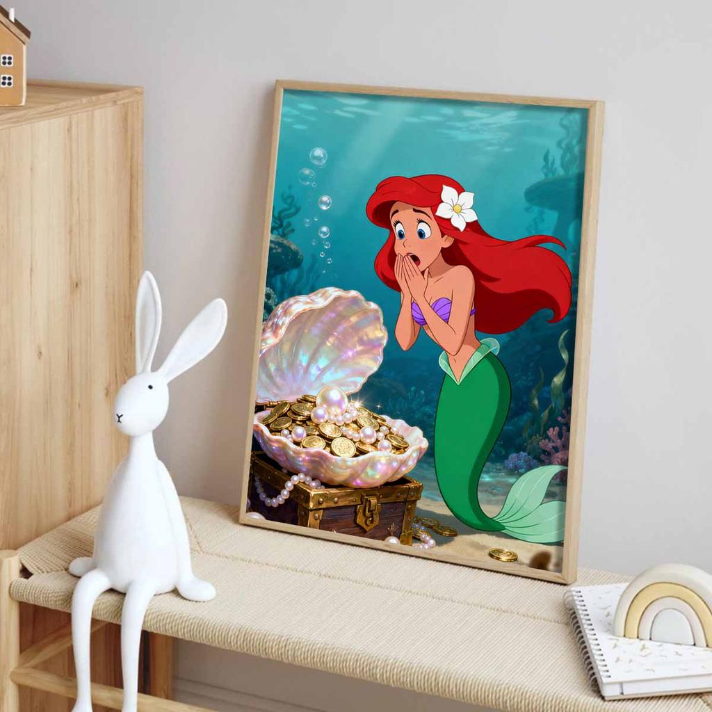 Disney Diamond Art Painting Kit Ariel's Treasure 5D Diamond Painting Dot Art Home Wall Decor
