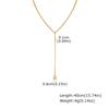 Stainless Steel Y Shape Pearl and Cubic Zirconia Pendant Neckalace For Women, Minimalist Personal Gold Plated Jewelry