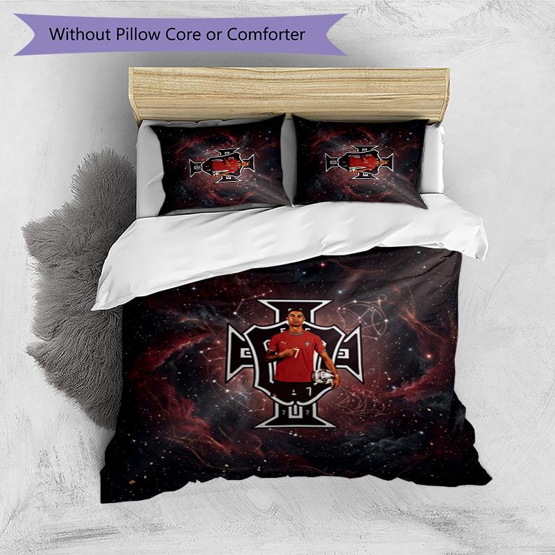 Portugal Football Printed Bedding 3 Piece Set Cozy Breathable Bed Cover Set As Housewarming Holiday Gift