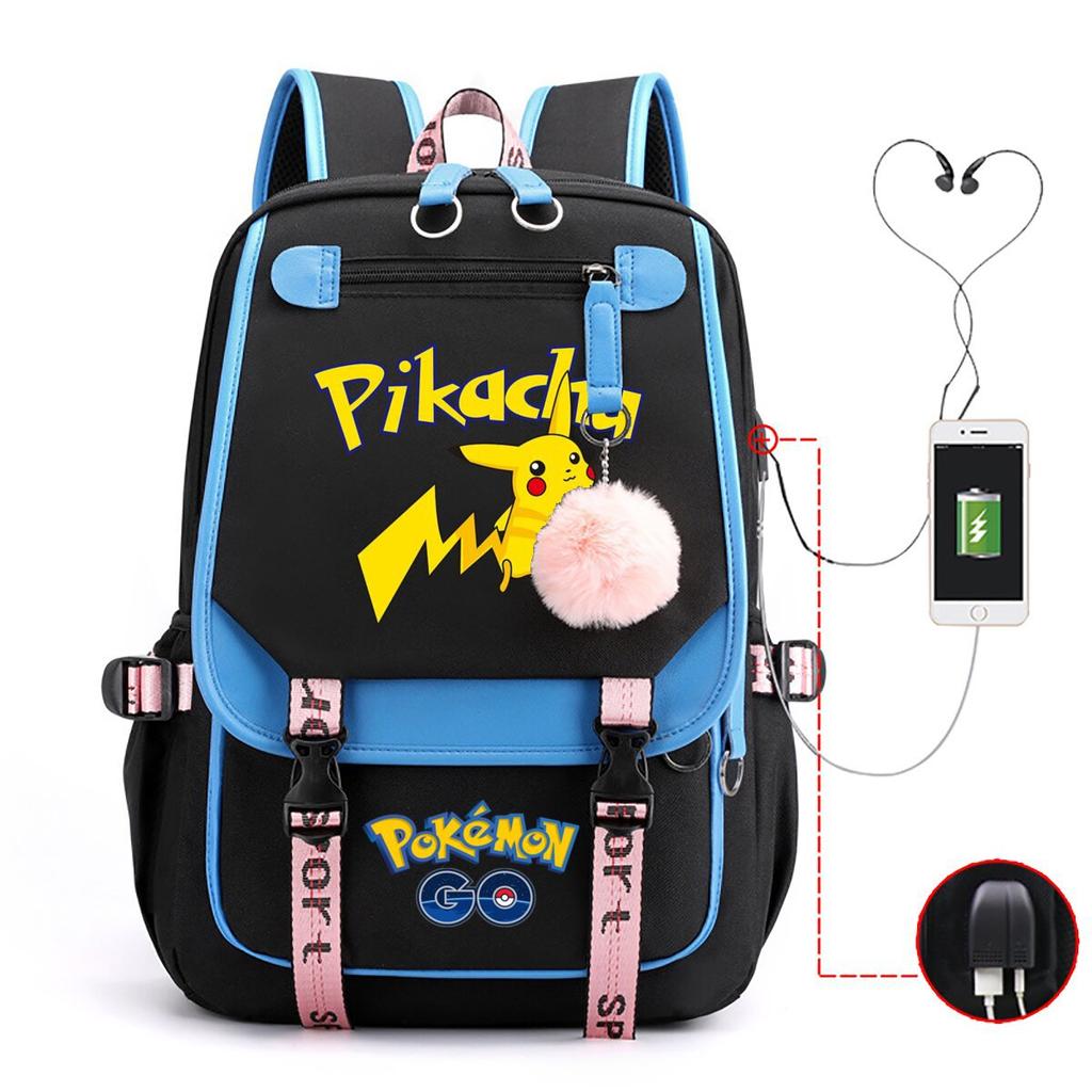 Contrasting Color Neutral Universal Schoolbag Cute Cartoon Print Primary And Secondary School Students Spine Protection Double Shoulder Usb Backpack