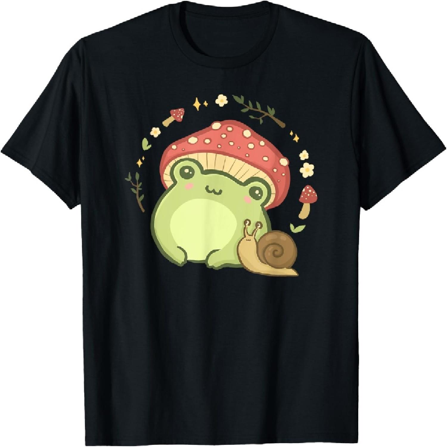 

Cottagecore Aesthetic Frog Snail Cute Vintage T-Shirt XXXXXL різнокольоровий