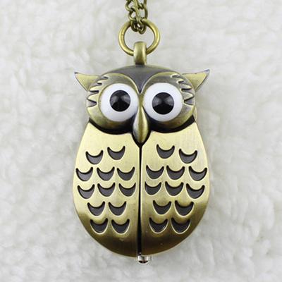 Rétro hibou forme pendentif analogique montre de poche chaîne collier unisexe bijoux cadeau