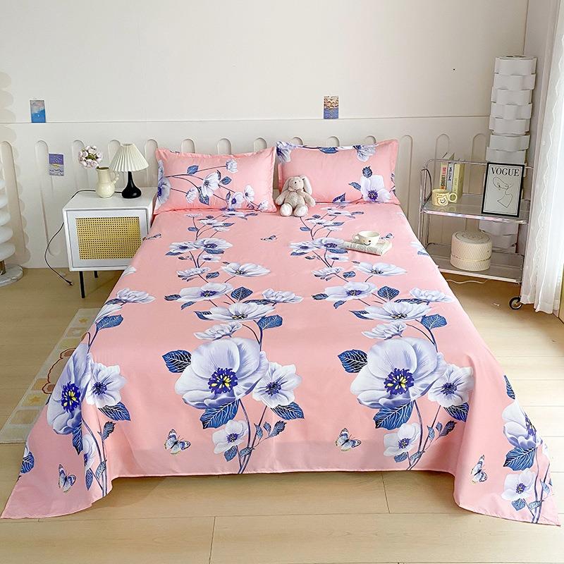 Simple Modern Plant Flower Printed Aloe Vera Cotton Brushed Bed Sheet Bedroom Printed Bed Cover Juego De Tres Piezas En La Cama