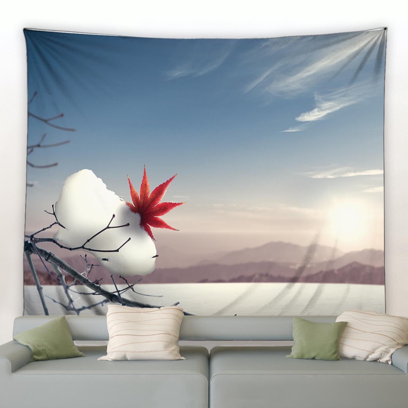 

3D Winter Forest Tapestry White Snow Trees Natural Landscape Tapestry Modern Scenery Home Living Room Dorm Decor Wall Hanging 74x94cm(29x37in)