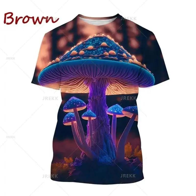 Mushroom 3D Printed T Shirt Plant Pattern Round Neck Short Sleeve Forest Fashion Casual Unisex Tops Tshirt High Quality T Shirt