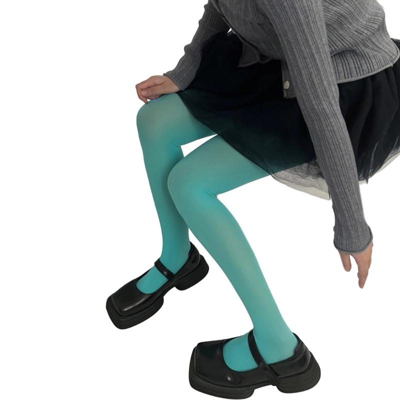 Run Resistant Solid Colored Semi Opaque Footed Tights High Waist Pantyhose Control Top Tights Halloween Cosplay Costume