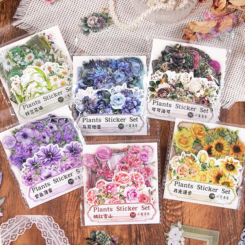 Creative and Cute Cartoon Notebook Stickers Featuring Floral Decorations From The Manxiang Huayu Garden Notebook Sticker Collection