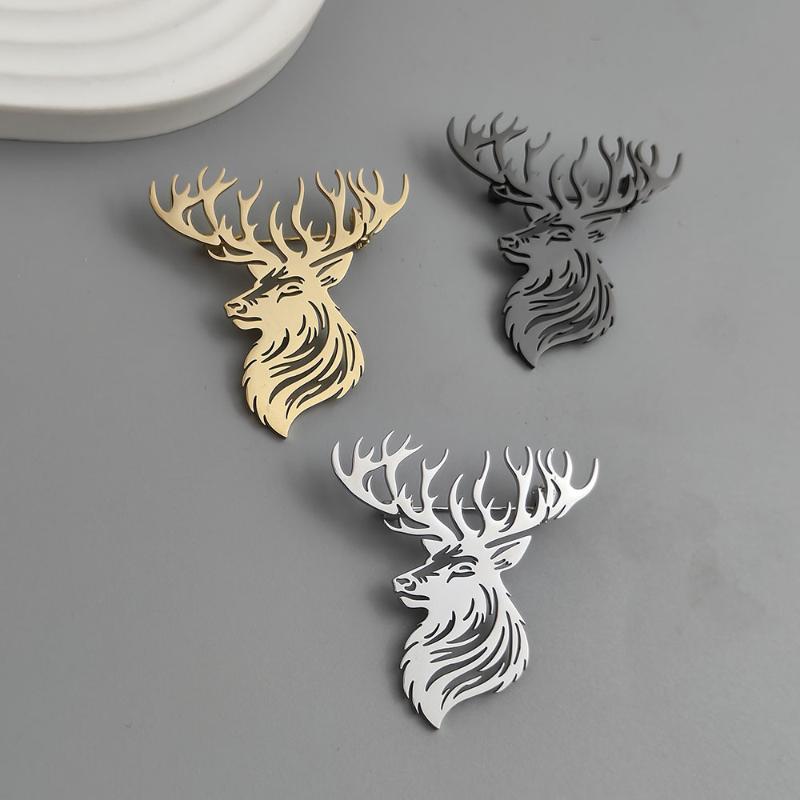 Christmas Stainless Steel Elk Brooch Four Seasons Universal Animal Badge Shawl Scarf Patch Dress Shirt Sweatpin Christmas Gift
