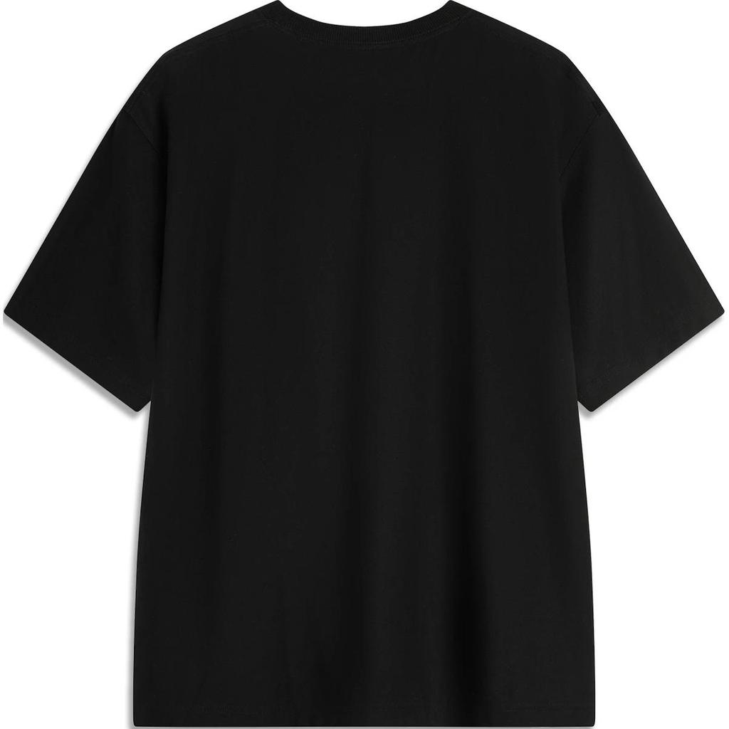 Li Ning Sports Lifestyle Series Solid Color Round Neck Comfortable Breathable Short Sleeve T-Shirt Men Tops Black AHSU329-3