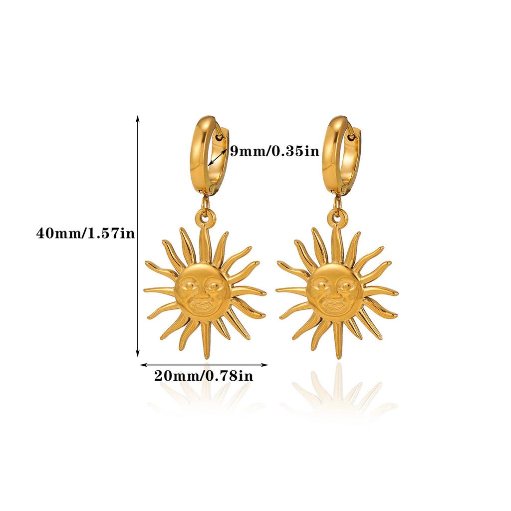 Lily Flower Pendant Hoop Earrings For Women Elegant Gold Color Geometry Heart Stainless Steel Hanging Earring Jewelry Party Gift
