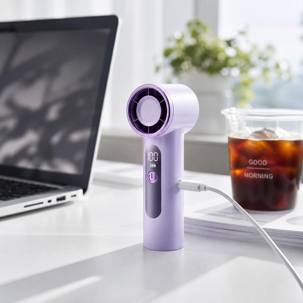 USB Rechargeable Handheld Fan, 100 Settings Digital Display, Portable Fan for Desk and Outdoor Travel
