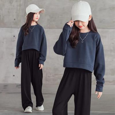 Spring Teenage Girl Clothes Solid Sweatshirt Pullover and Pants Outfit Children Casual Top and Bottom 2 Pieces Suit Tracksuit