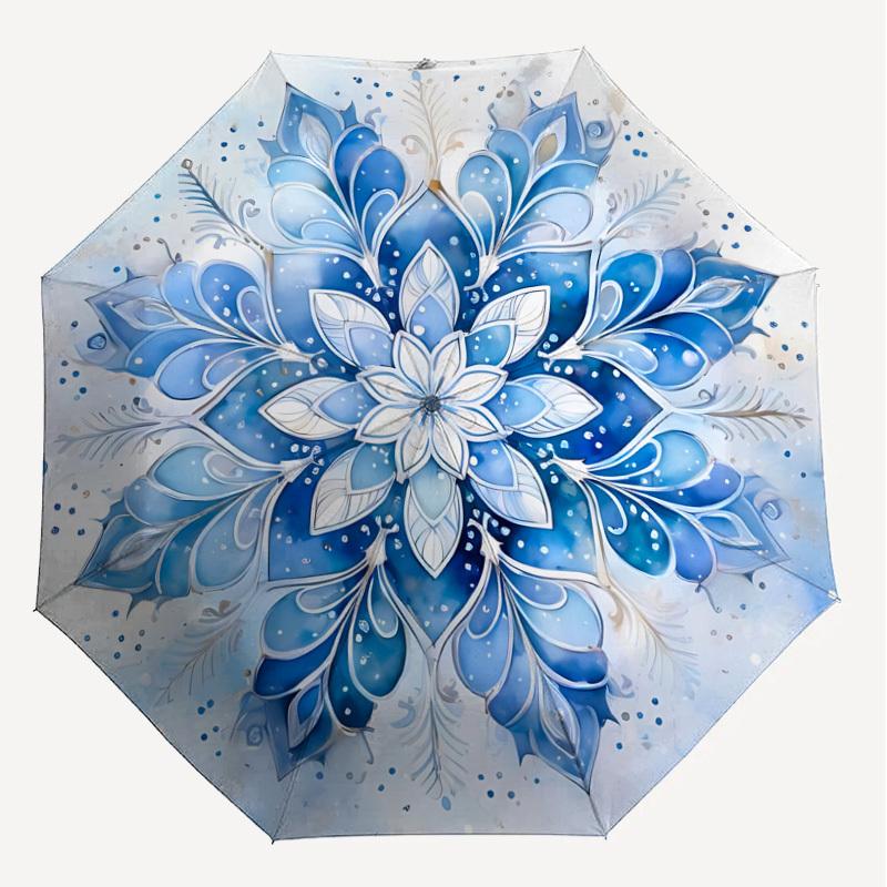 1PC Floral MandalaAutomatic Open/Close Umbrella with Windproof, 8-Rib Sturdy Canopy, Durable Ribs, Fashionable Design, Outdoor Accessory, Fun Prin, Ho