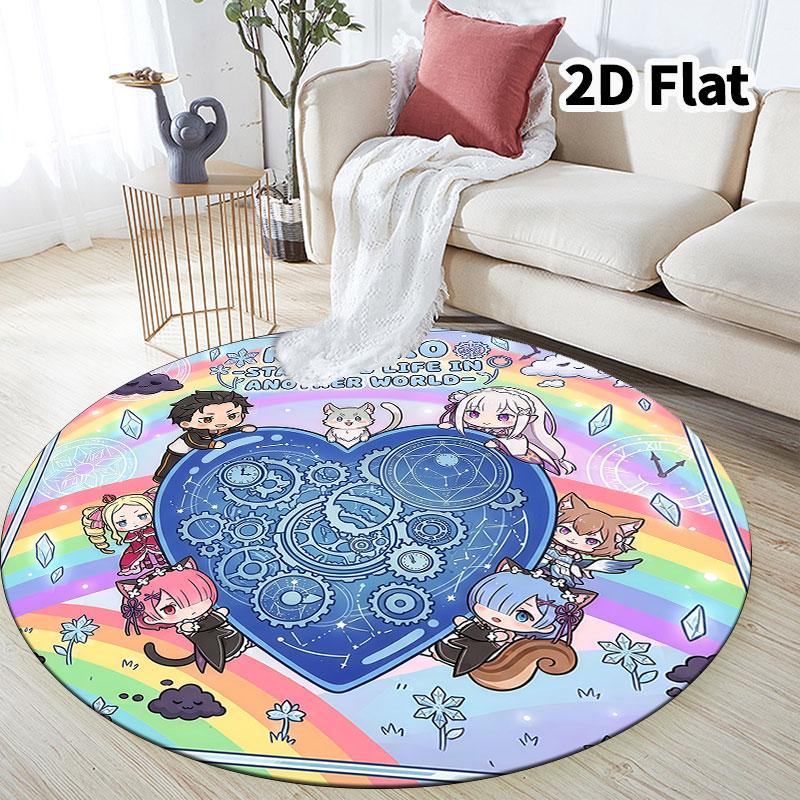 Re Zero Round Area Rug Carpet Rug For Living Room Bedroom Sofa Playroom Decor Nonslip Floor Mat