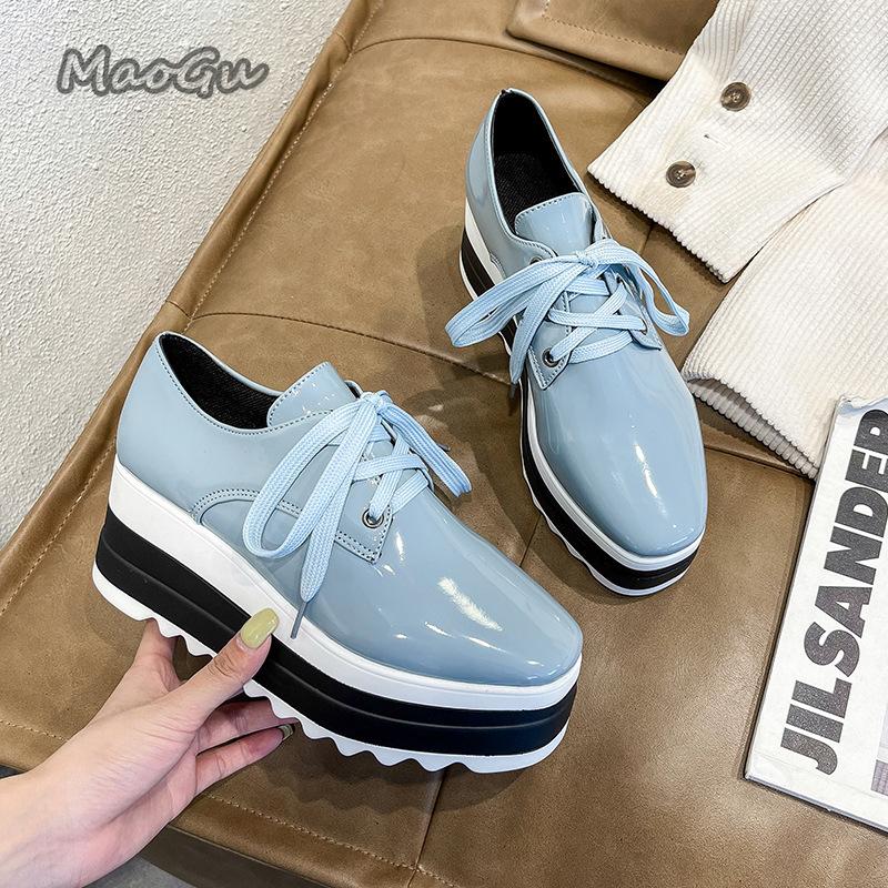Fashion Luxury Women Sneakers Platform Shoes for Women Fashion Lace-Up Casual Shoes Comfortable Chunky Women High Heel Pumps PU Leather