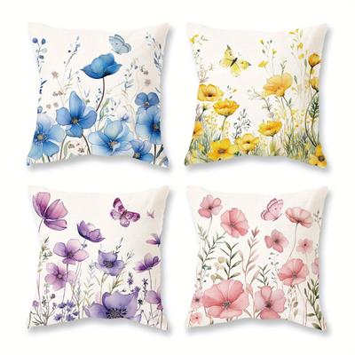 Colorful Floral Romance Pillow CoversLiving Room Sofa Cushion Cover, Soft and Comfortable, Bedroom Room Decoration