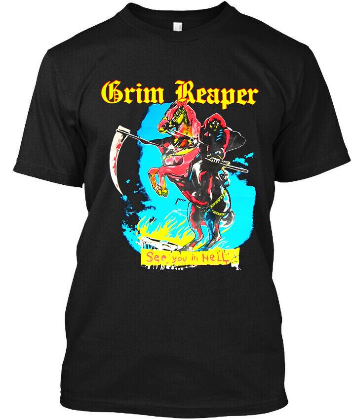Limited NEW Popular Grim Reaper See You in Hell English Graphic T-SHIRT S-4XL S
