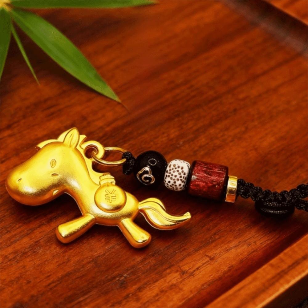 Wealth Chinese Zodiac Key Ring Vintage Weaving Key Chains Lucky Horse Bag Pendant  Women Men