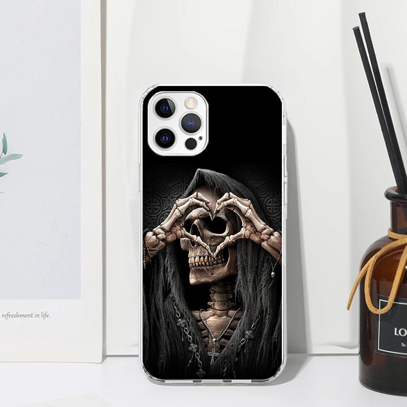 Grim Reaper Skull Skeleton Phone Case For Iphone 17 Air 16 15 Plus 16E 14 Pro Max 13 Mini 12 11 7 8 SE Fundas Soft Back Cover 17