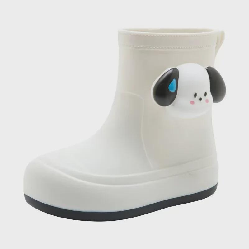 Women's Cute Korean Cartoon Non-Slip Waterproof Rain Boots with Velvet and Cotton for Warmth - Short Tube Outdoor Footwear