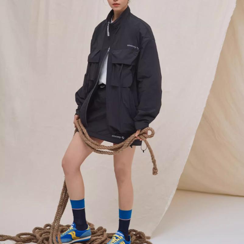 Saucony Natural Echo Stand Collar Fashion Soft Versatile Jacket Unisex Jacket Black SA3259WJ43O-BK013