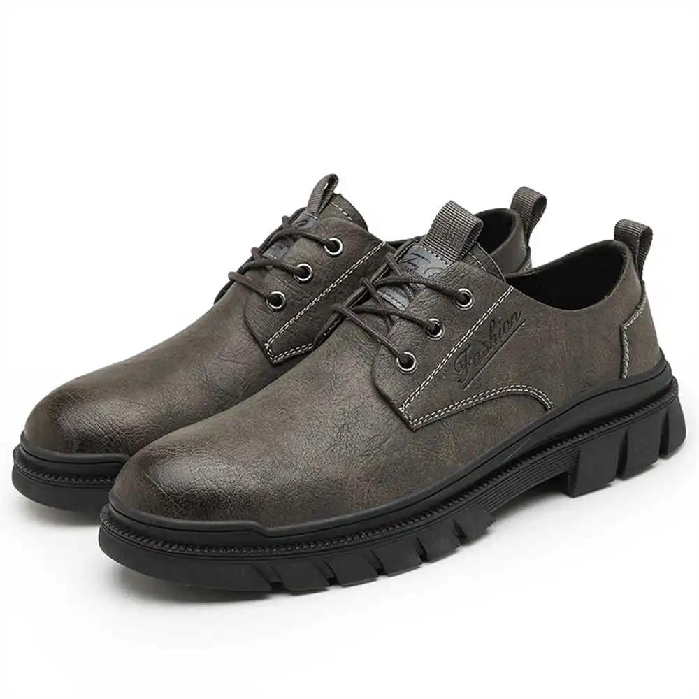 Fashion Cow Leather Brown Sneakers Designer Luxury Walking Run Shoes For Men Vintage Boot Sports Baskette Krasofka Minimalist