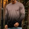 T-shirt da uomo a maniche lunghe con girocollo, top casual in cotone