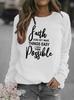 Women's Letter Print Round Neck Hoodie