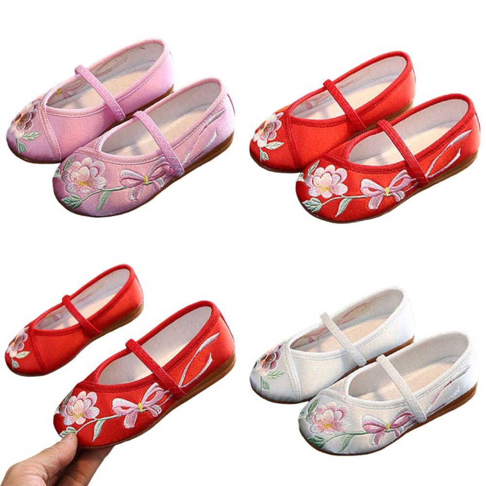 Chinese Style Girls' Dancing Shoes Wear Resistant Embroidered Cloth Shoes Ballet Shoes Walking