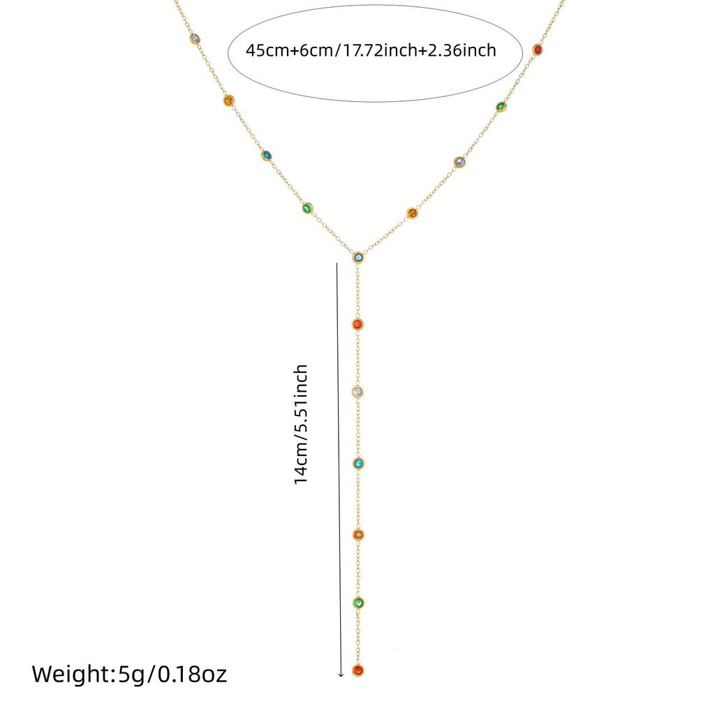 Fashion Gold Diamond Round Y-Shaped Delicate Chain Minimalist Necklace