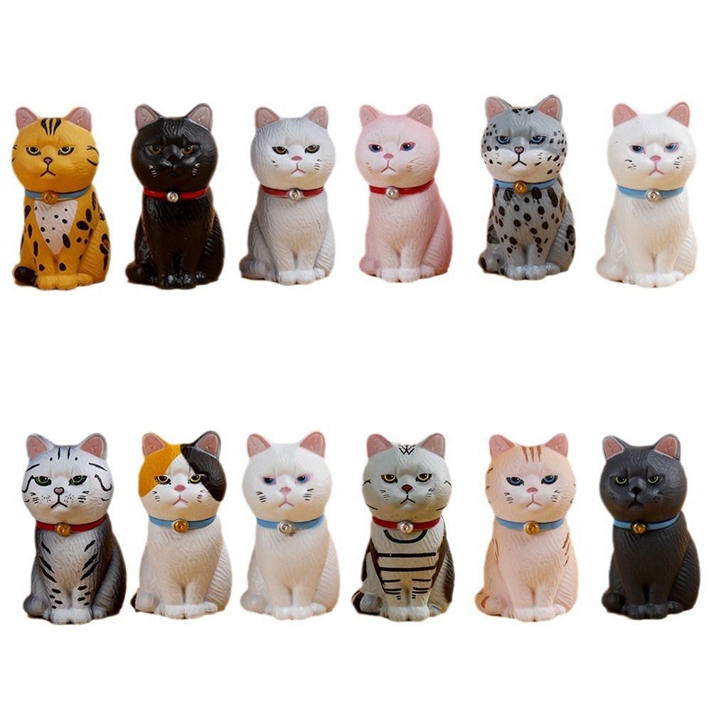 Small Bell Sitting Cat Figure Toy Mini Mini Cat Ornament Simulated Cat Model Doll  Desktop Decor