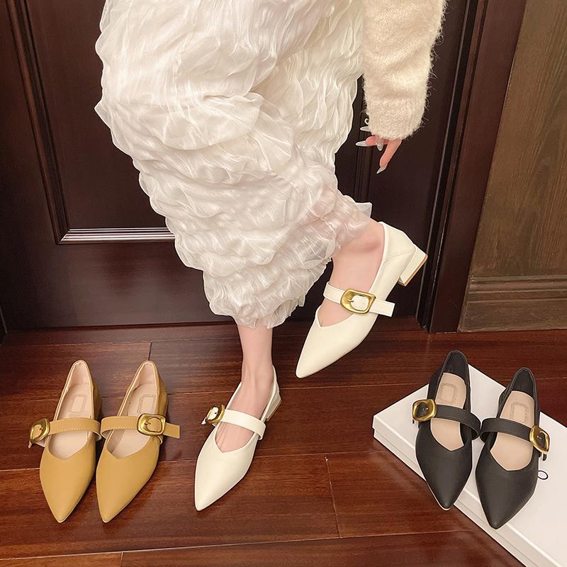 Fashion Women's Spring New Luxury Metal Designer Loafers Daily Walking Comfortable Wear-resistant Women's High Heels 35--42 Sizes