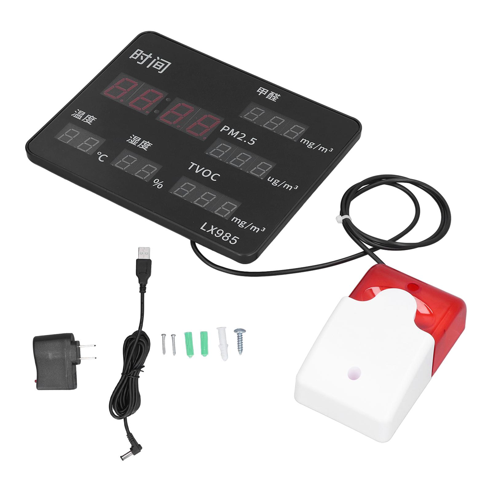 

Air Quality Detector 6 in 1 Pollution Monitor Sensor PM2.5 PA TVOC Alarm LX985HGF US Plug 100240V