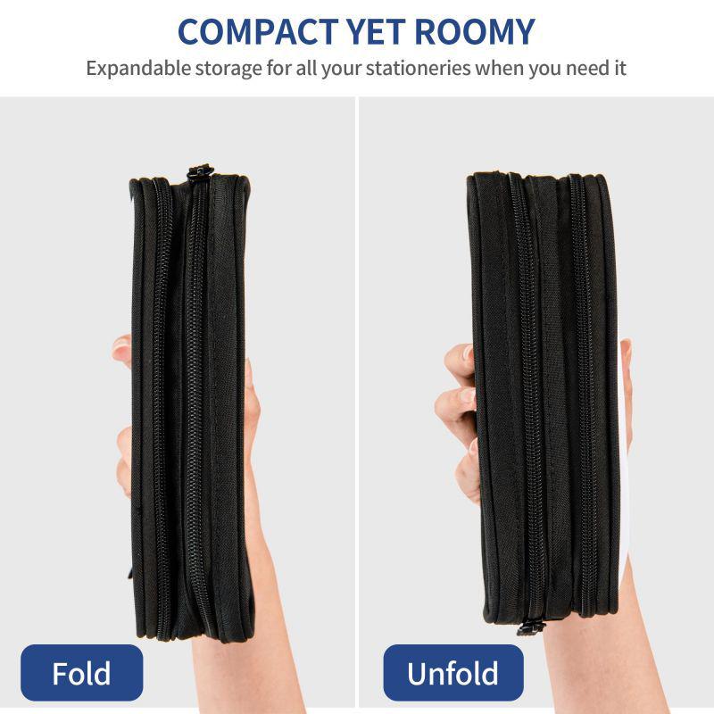 DIY Double Layer Black Pencil Case: Multi-Functional, Large Capacity for Students and Children