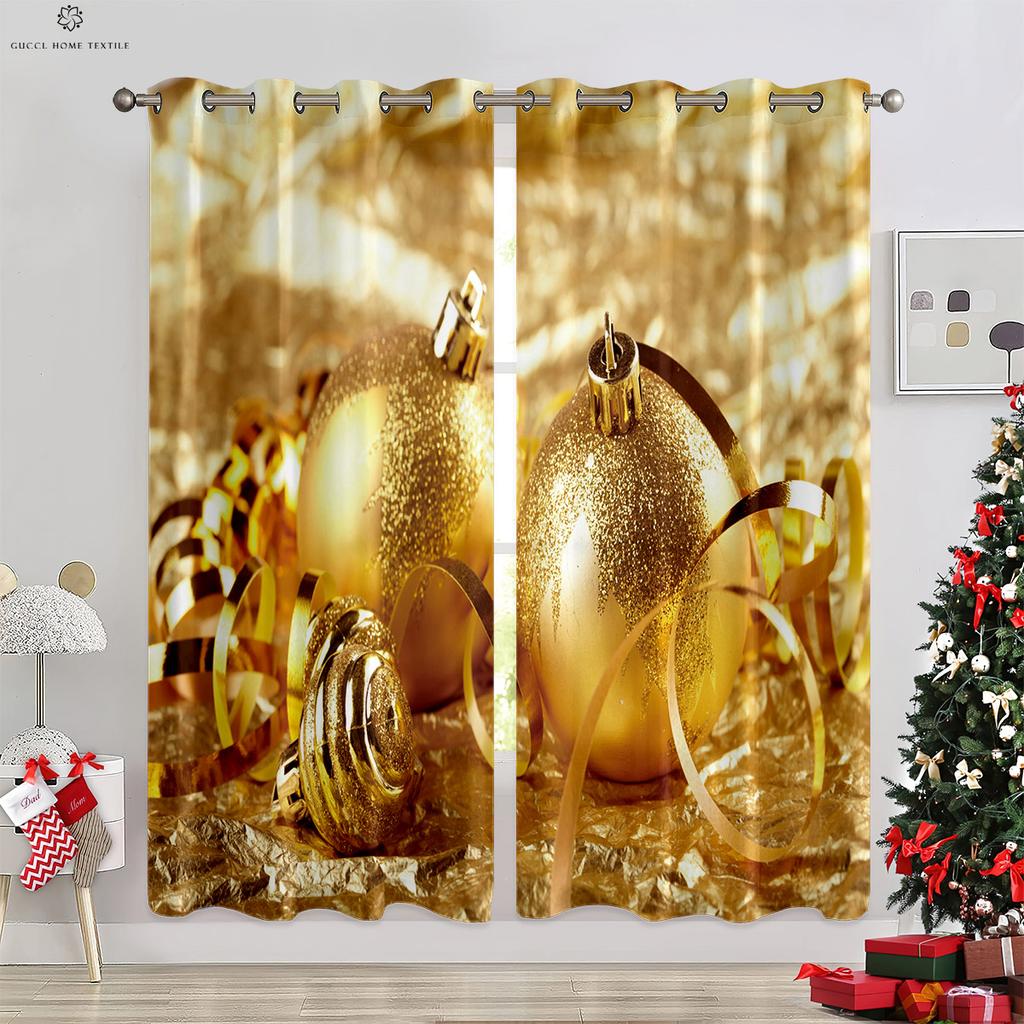 Frohe Weihnachten Schneemann Ball 3D gedruckt Vorhang Schlafzimmer Restaurant Festival Party Dekoration Vorhang Geschenk 2 Stücke