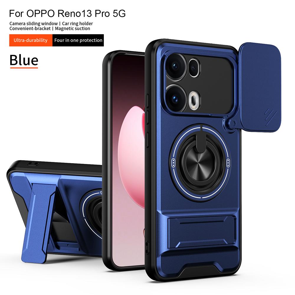 KEYSION Magnetic Phone Case for OPPO Reno13 Pro 5G Reno13 F 5G Slide Camera Protection Upright Kickstand Ring Shockproof Cover