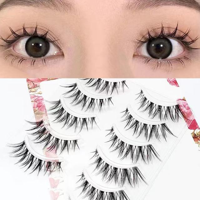 Lashie - Set of 5 Pairs: Natural Criscross Clear Band False Eyelashes