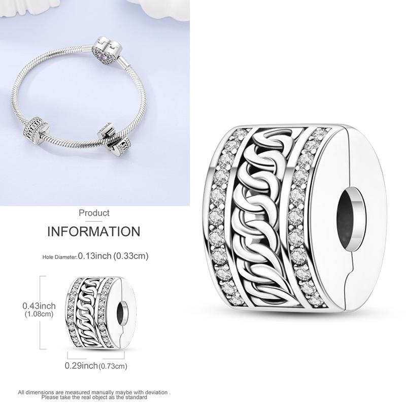 Cat Butterfly Daisy CZ Pave Clip Charm Bead Components Positioning Buckle Copper Metal Silicone Spacer Bead Components Compatible With Authentic