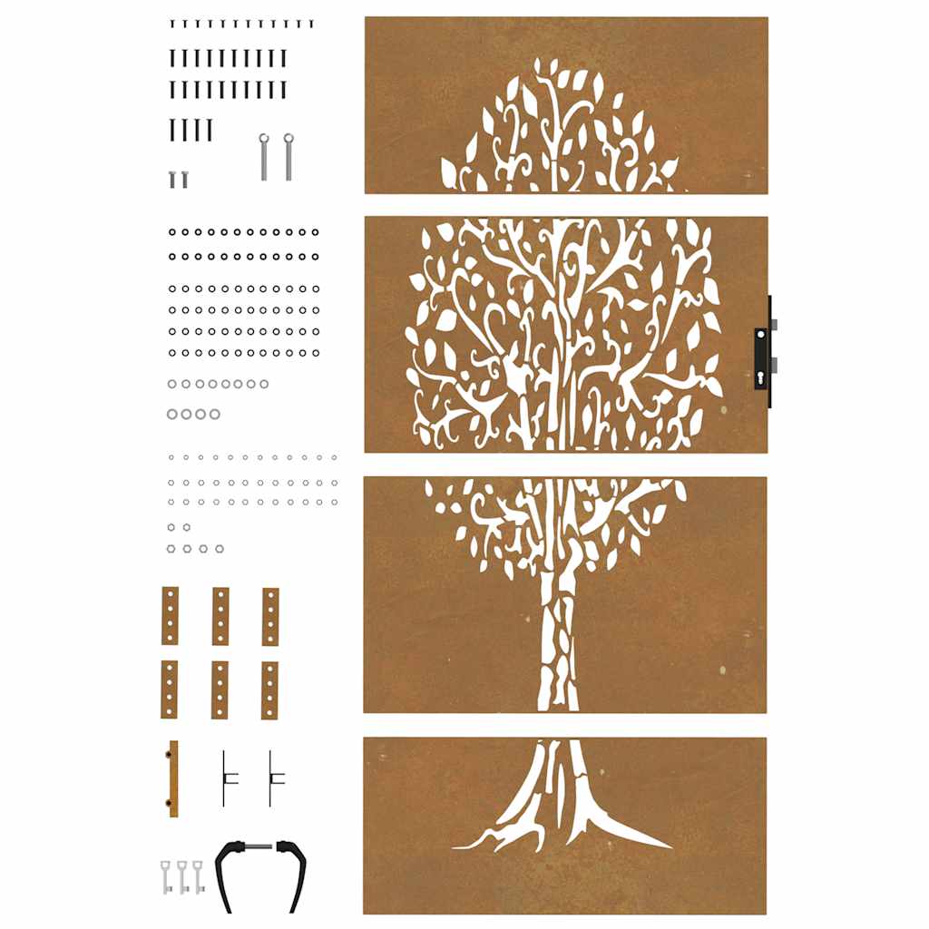 Garden Gate 85 X 175 Cm Corten Steel Tree Design