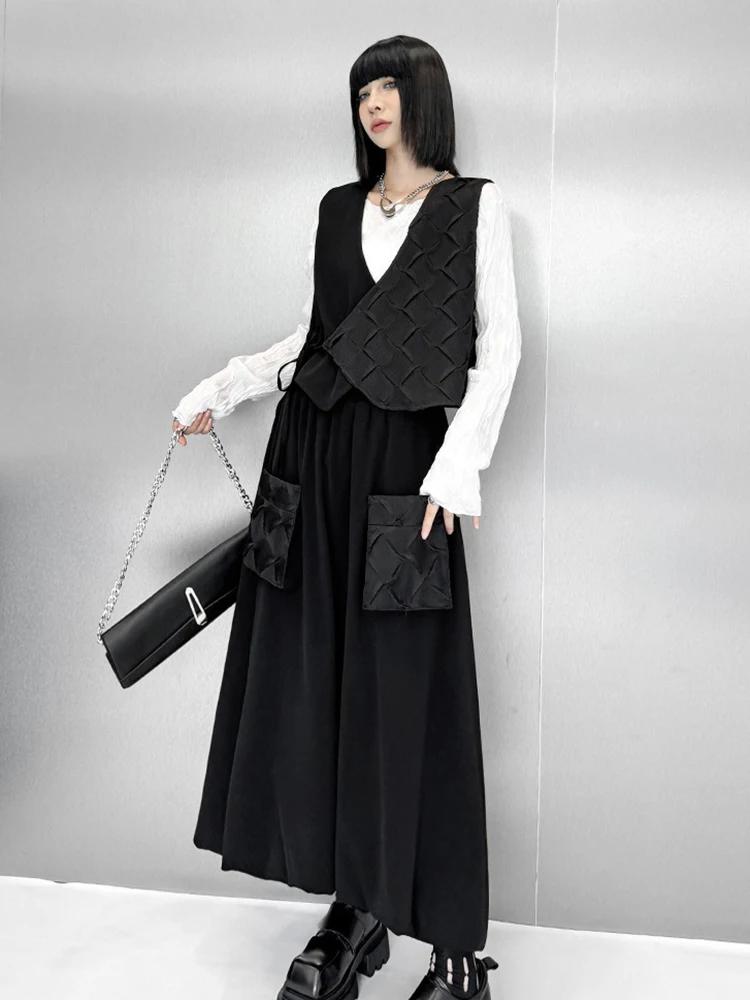 Xitao Solid Color Patchwork Dress LJ1076