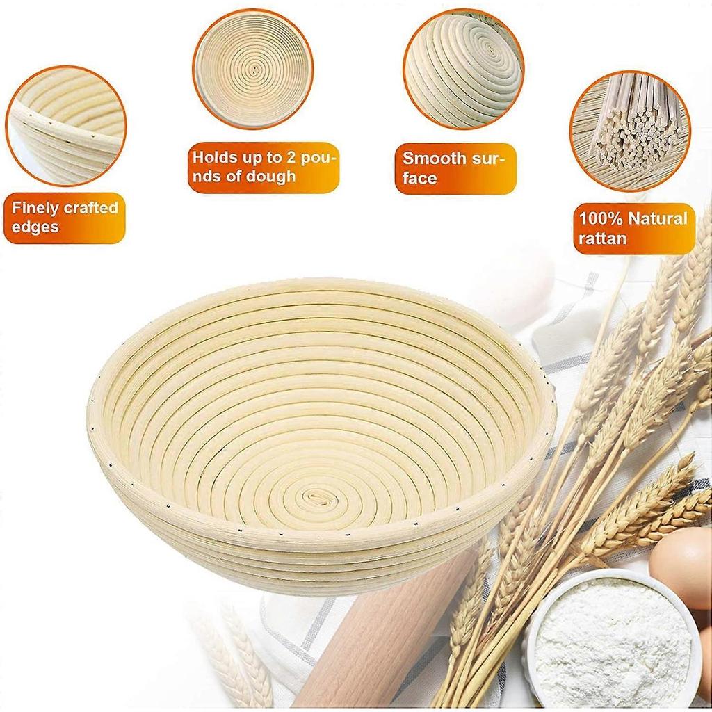 Proofing basket round,  25 cm, height 8.5 cm Proofing basket set made of natural rattan Proofing Ba