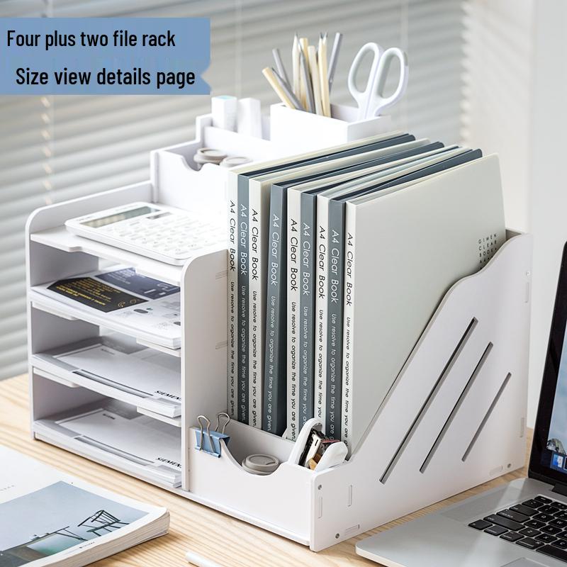 Desktop File Organizer with Storage Boxes and Book Stand